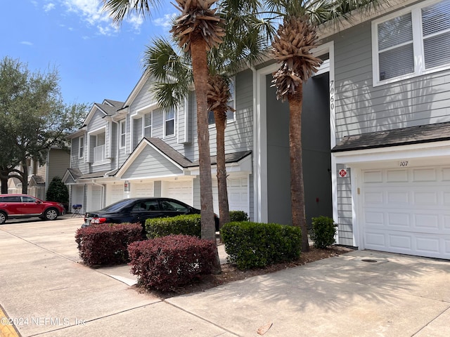 exterior space featuring a garage