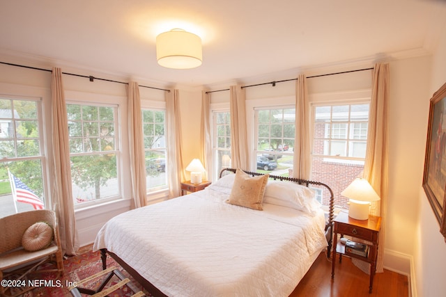 bedroom with hardwood / wood-style floors