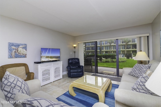 living room featuring tile patterned floors