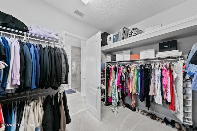 spacious closet with carpet flooring