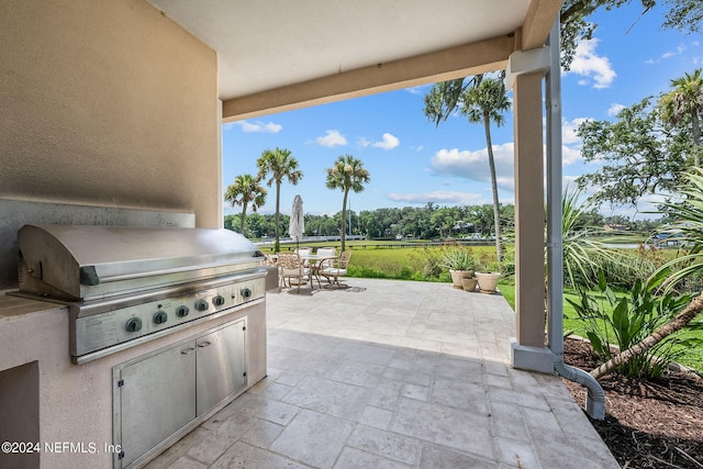 view of patio with area for grilling