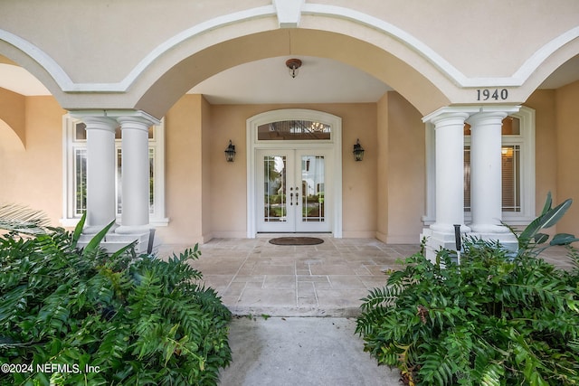 doorway to property with french doors