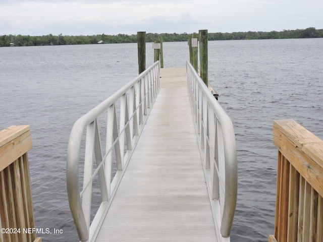 dock area featuring a water view