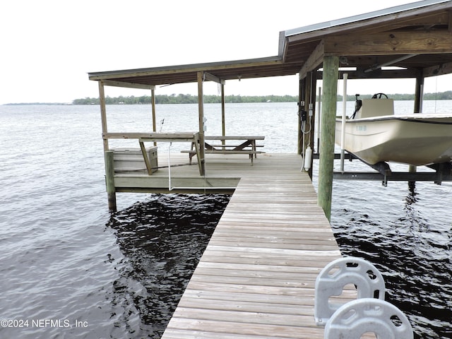 view of dock featuring a water view