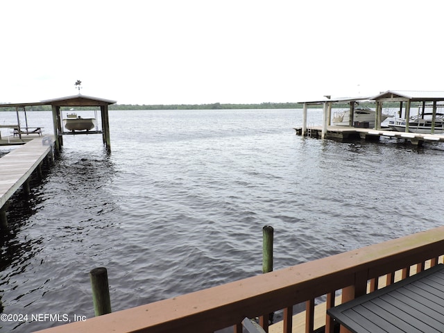 dock area featuring a water view