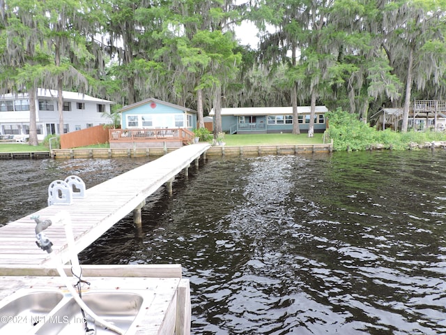 dock area featuring a water view