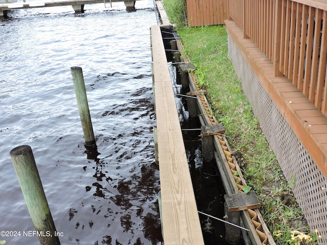 view of dock featuring a water view