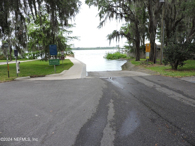 view of road featuring a water view