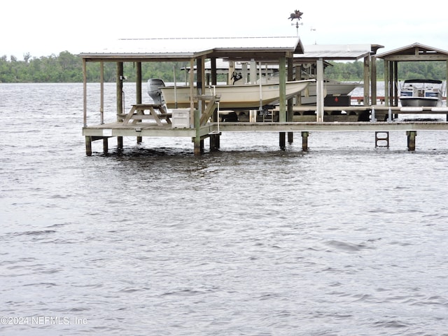 view of dock featuring a water view