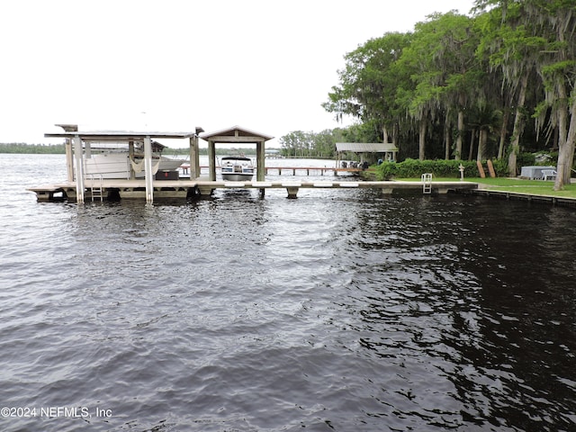 view of dock featuring a water view