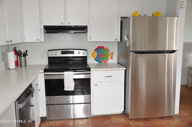 kitchen featuring white cabinetry and appliances with stainless steel finishes