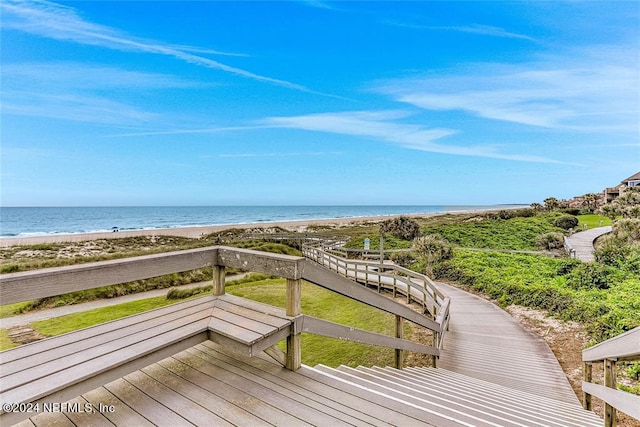 wooden terrace with a water view