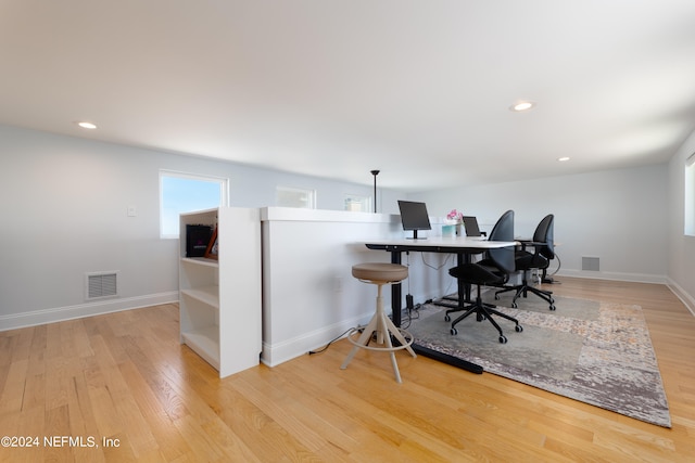 office area featuring light hardwood / wood-style floors