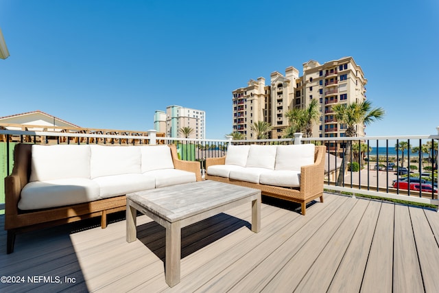 deck featuring an outdoor living space