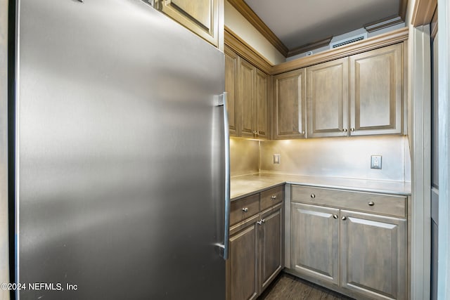 kitchen with stainless steel refrigerator