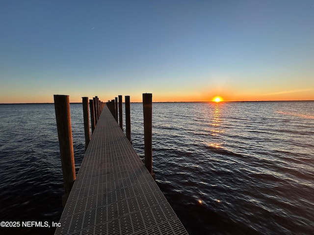 view of dock featuring a water view