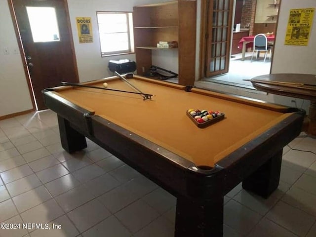 game room featuring tile flooring and billiards