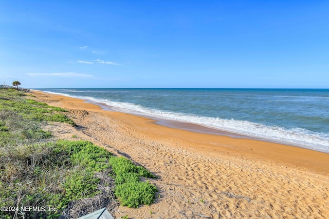 property view of water featuring a beach view