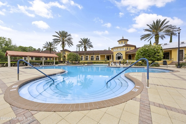 view of pool featuring a patio