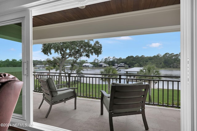 balcony with a water view