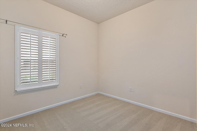 spare room featuring a textured ceiling and carpet floors