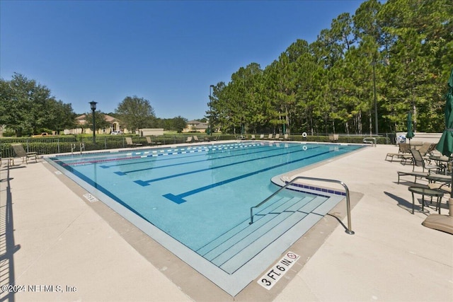 view of pool featuring a patio