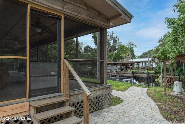 view of patio / terrace with ceiling fan