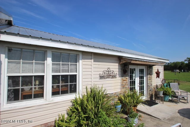 exterior space featuring french doors