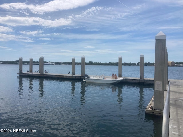 view of dock featuring a water view