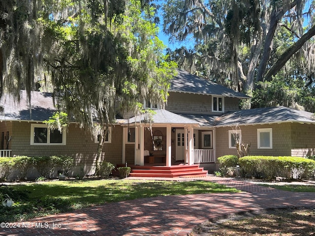 view of front facade featuring covered porch