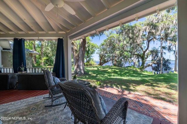 view of patio / terrace with ceiling fan