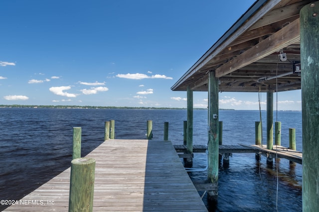 view of dock featuring a water view