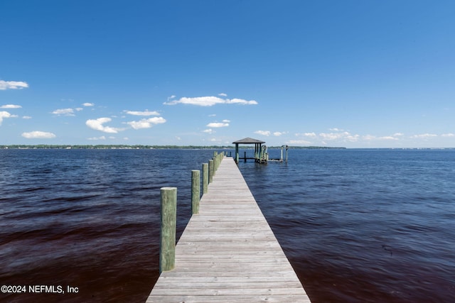 dock area featuring a water view