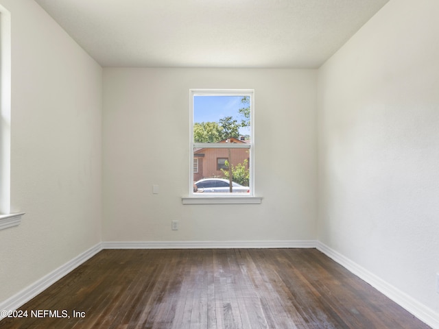 spare room featuring wood-type flooring