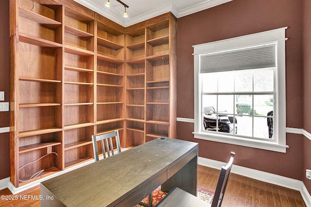 unfurnished office featuring hardwood / wood-style flooring