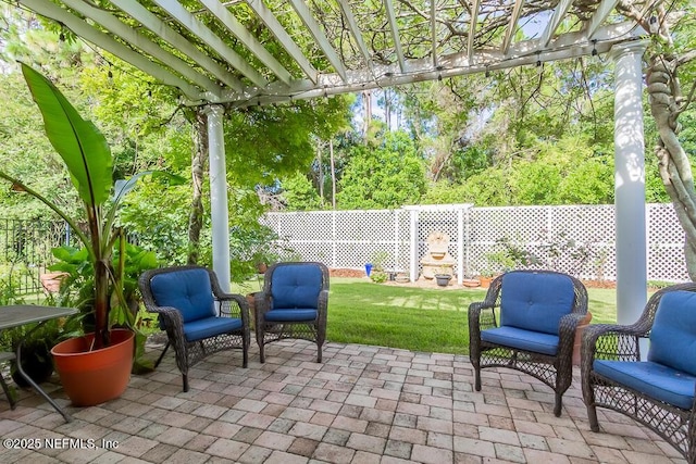 view of patio with a pergola