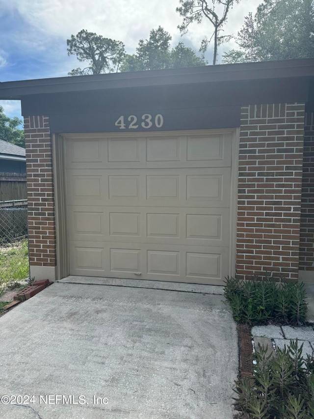 view of garage