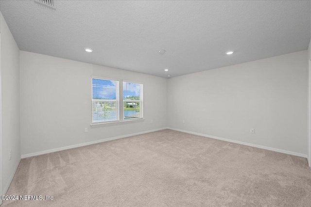 spare room with carpet flooring and a textured ceiling