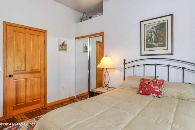 bedroom featuring a closet and wood-type flooring