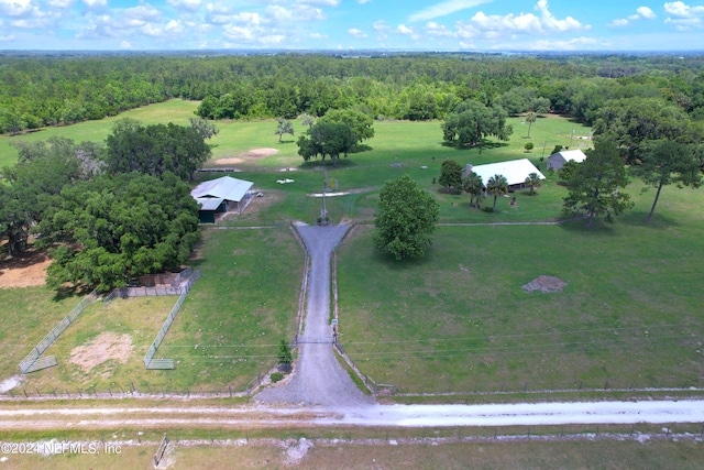 aerial view featuring a rural view