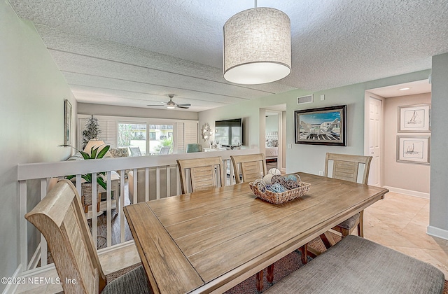 8550 A1A Unit 12122, Saint Augustine, FL 32080 - tiled dining area featuring ceiling fan and a textured ceiling