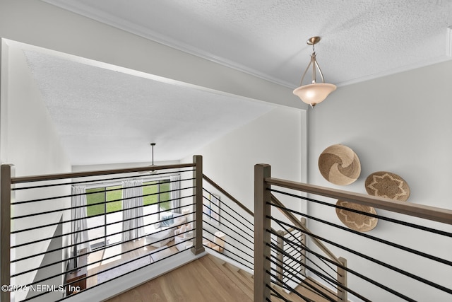 interior space featuring hardwood / wood-style floors and a textured ceiling