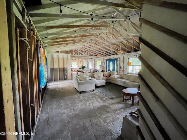 interior space featuring vaulted ceiling