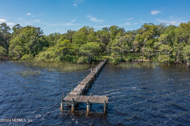 view of dock featuring a water view