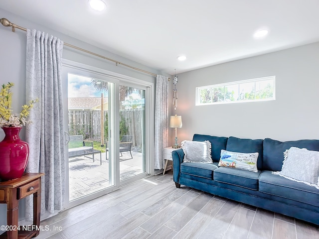 living room with hardwood / wood-style floors