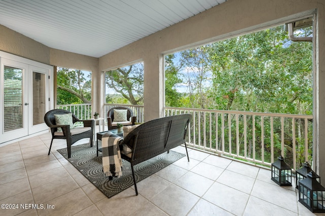 sunroom / solarium with french doors