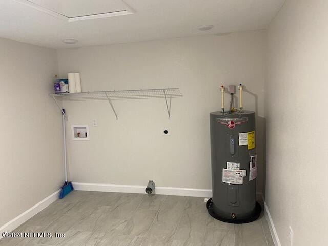 laundry room featuring washer hookup, hookup for an electric dryer, and electric water heater