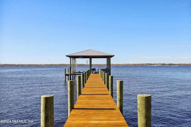 dock area featuring a water view