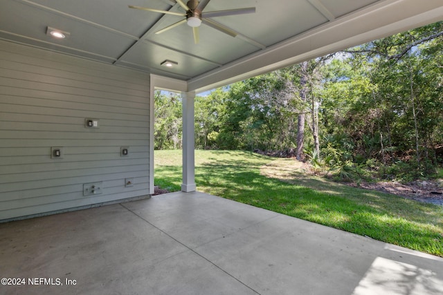 view of patio / terrace featuring ceiling fan