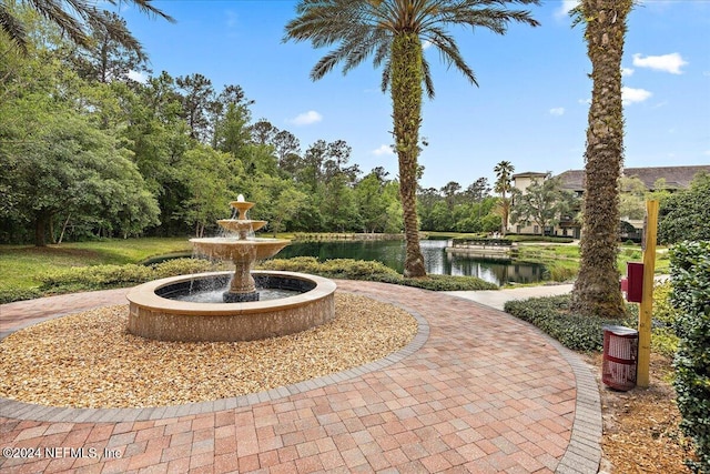 view of property's community with a water view